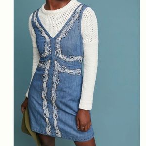 Embroidered Denim Mini Dress